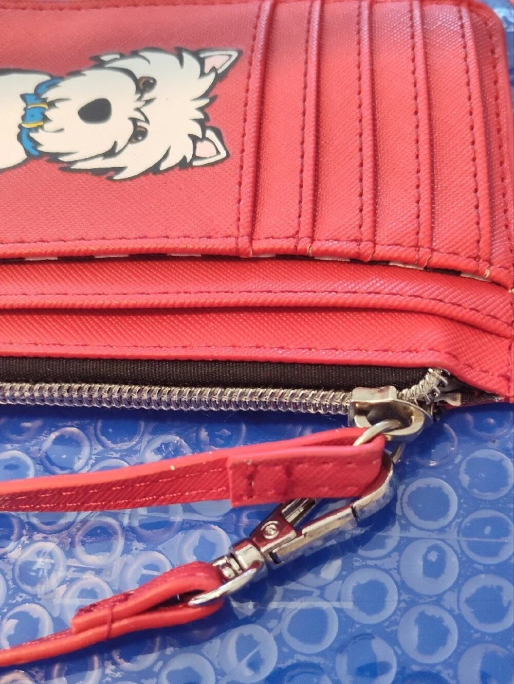 Marc Tetro Westie Red Cardholder Zipper Coin Purse Wristlet Strap 5 X 3